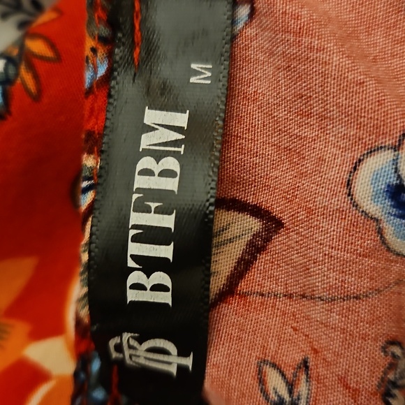 BTFBM Red Floral V-Neck Puff Sleeve Summer Dress - Picture 9 of 11